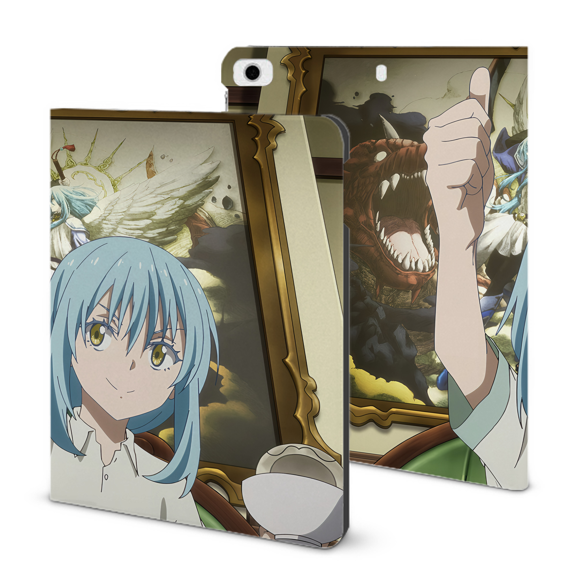 （画像用） 転スラ Regarding Reincarnated to Slime IPad ケース ブック型 PUレザー TPU 耐衝撃 軽量 薄型 ペン収納なし 全面保護 IPad 各モデル対応